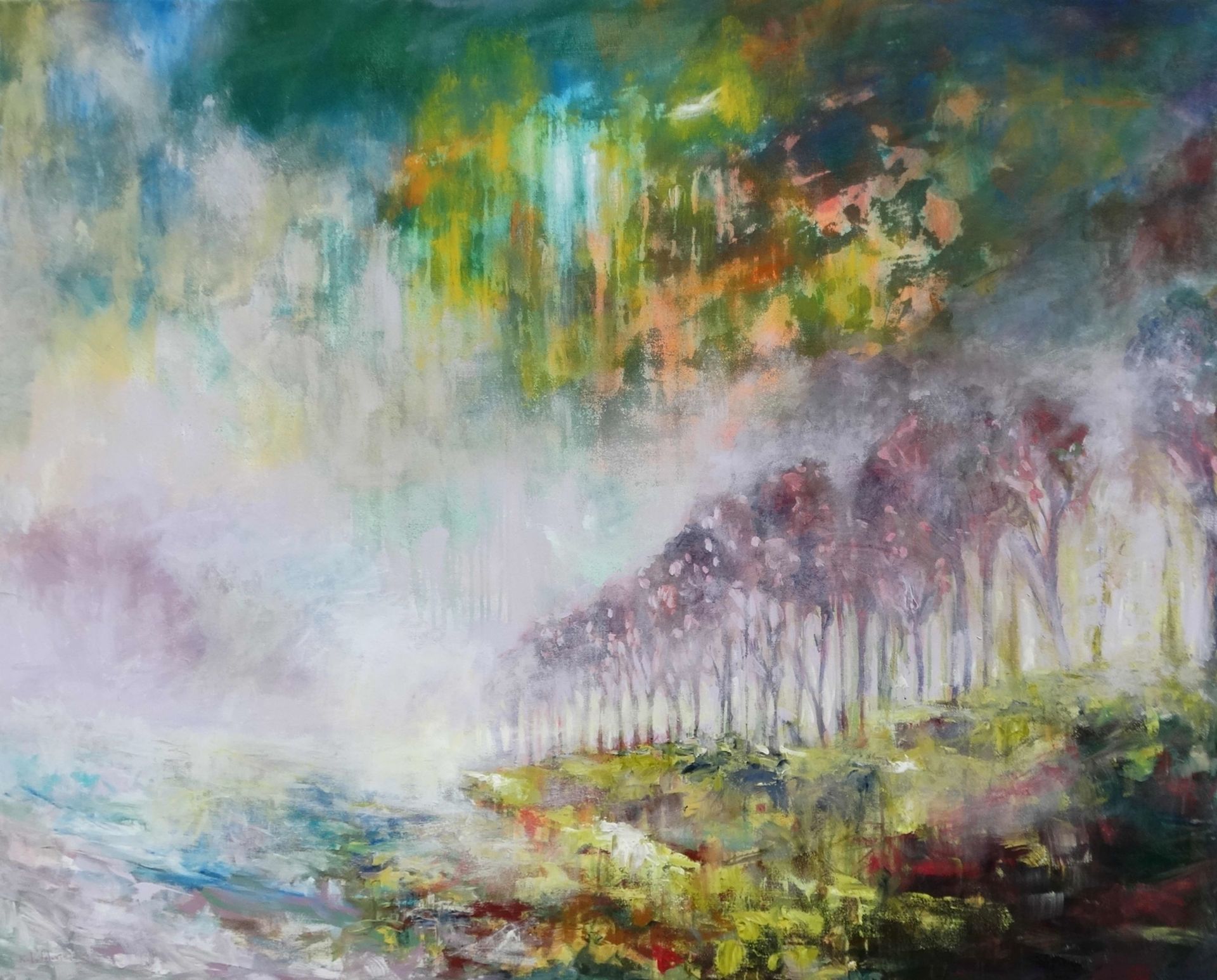 Journey painting of a symbolic and surrealistic abstract tree lanes 
acrylic on canvas 120 x 150cm 