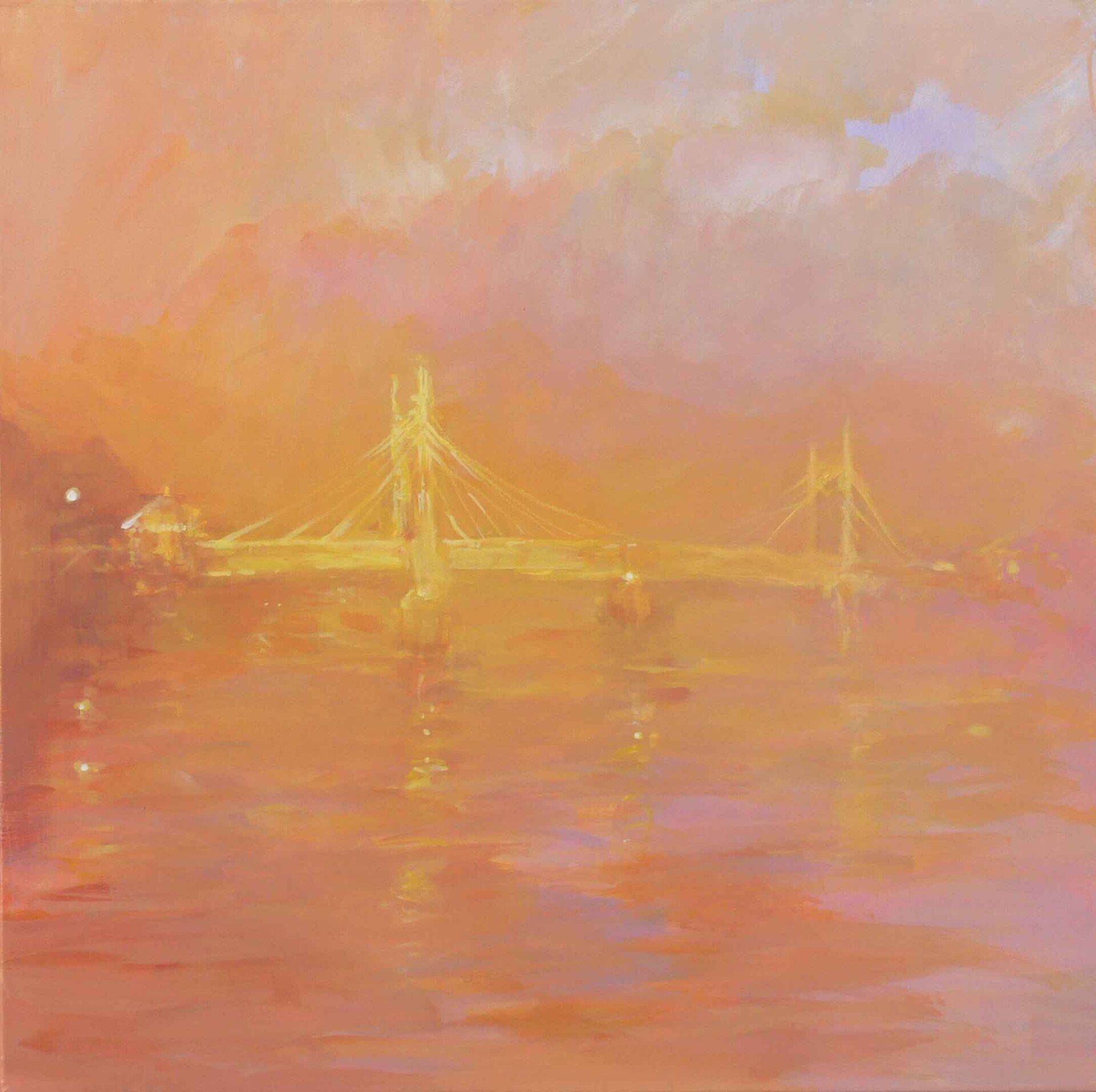 Albert Bridge in the Mist 2 — moody London bridge scene by Mariusz Kaldowski.