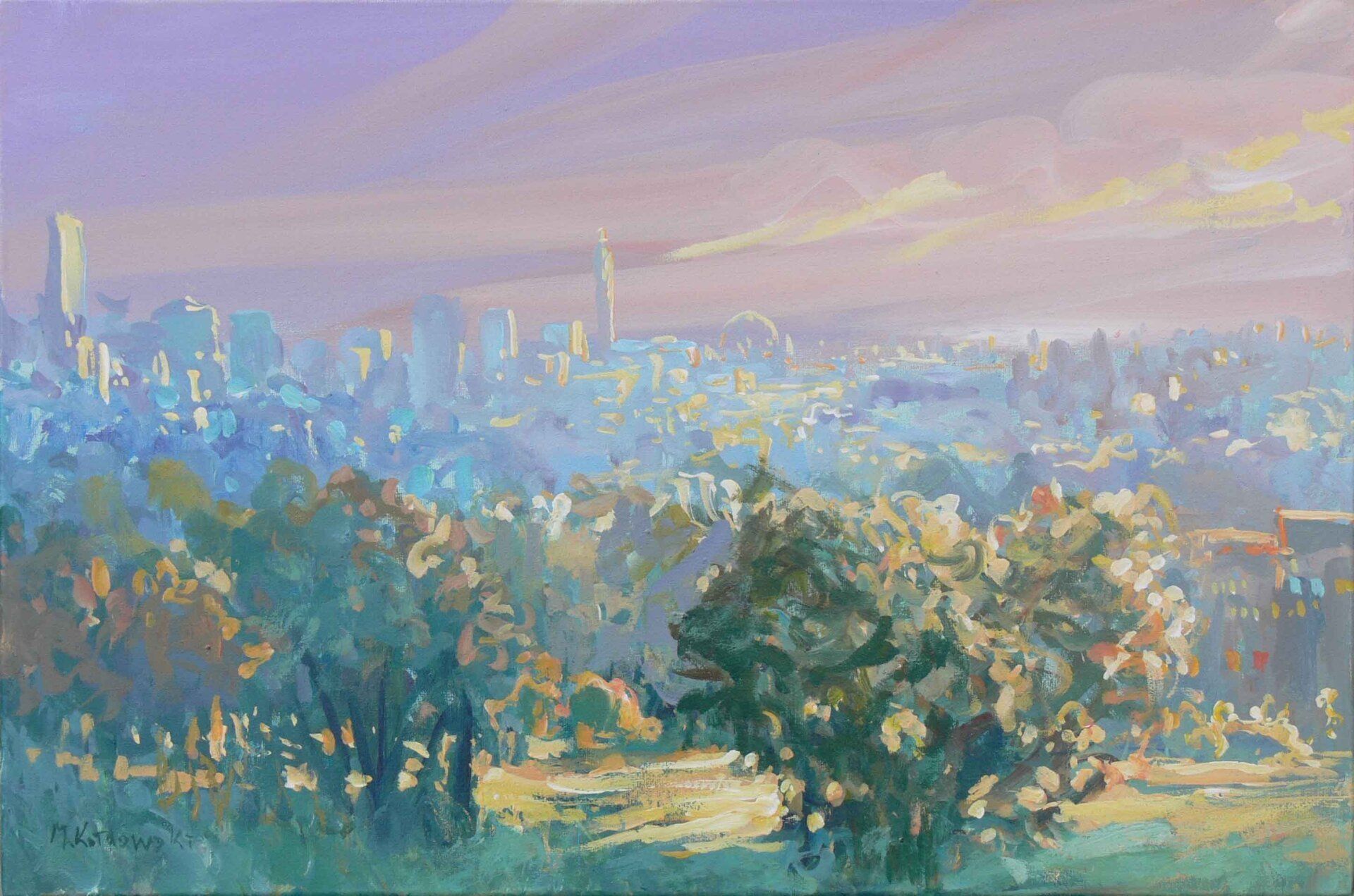 London View from Primrose Hill — skyline painting by Mariusz Kaldowski.
