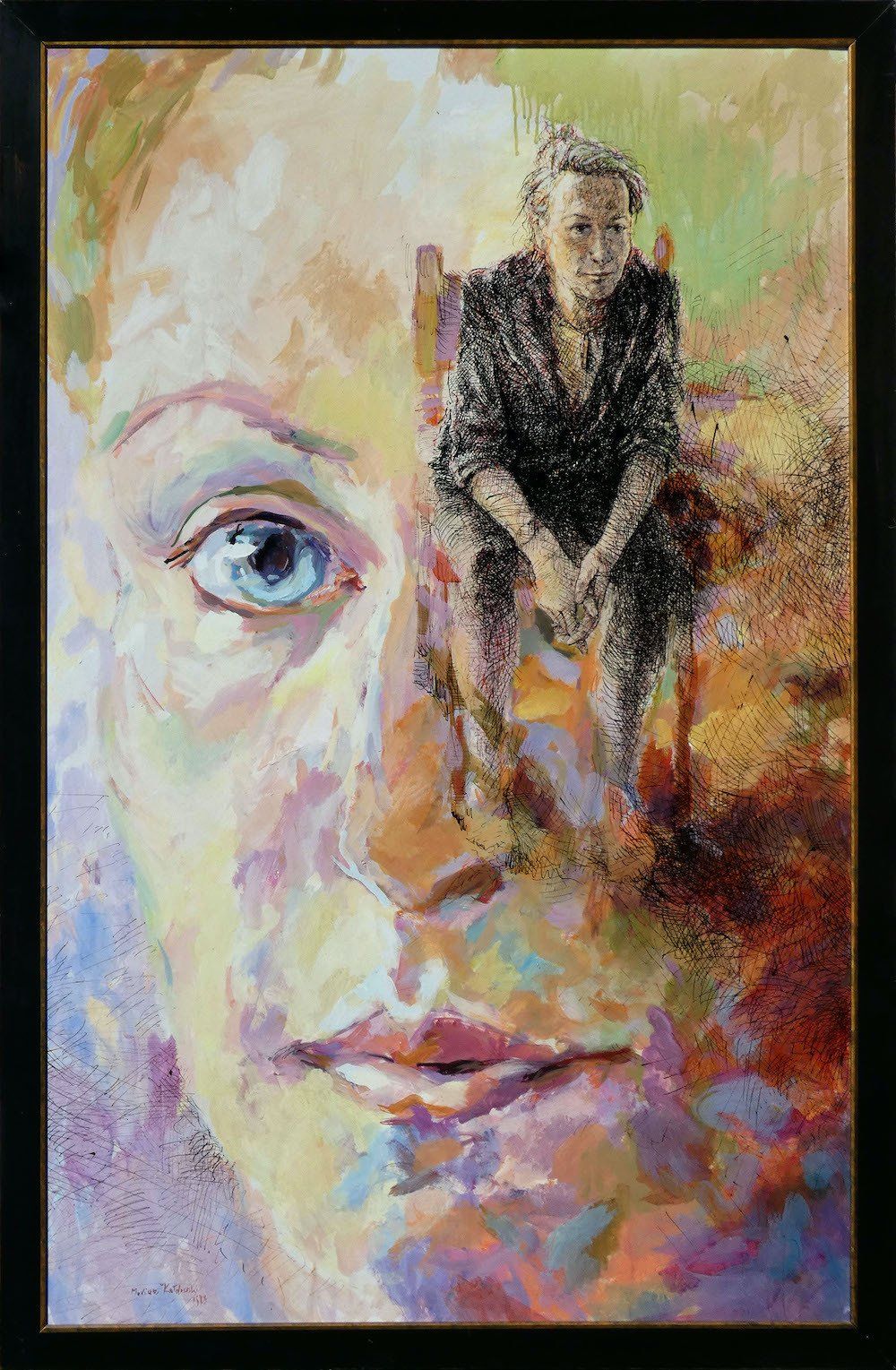 portrait of Jamima Maxwell by Mariusz Kaldowski acrylic and pen and ink on canvas