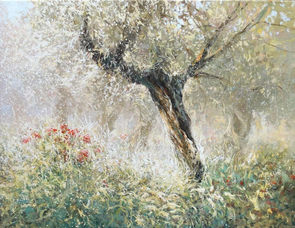 Landscape painting “Olive Tree” by Mariusz Kaldowski — acrylic on canvas, 70 x 90 cm