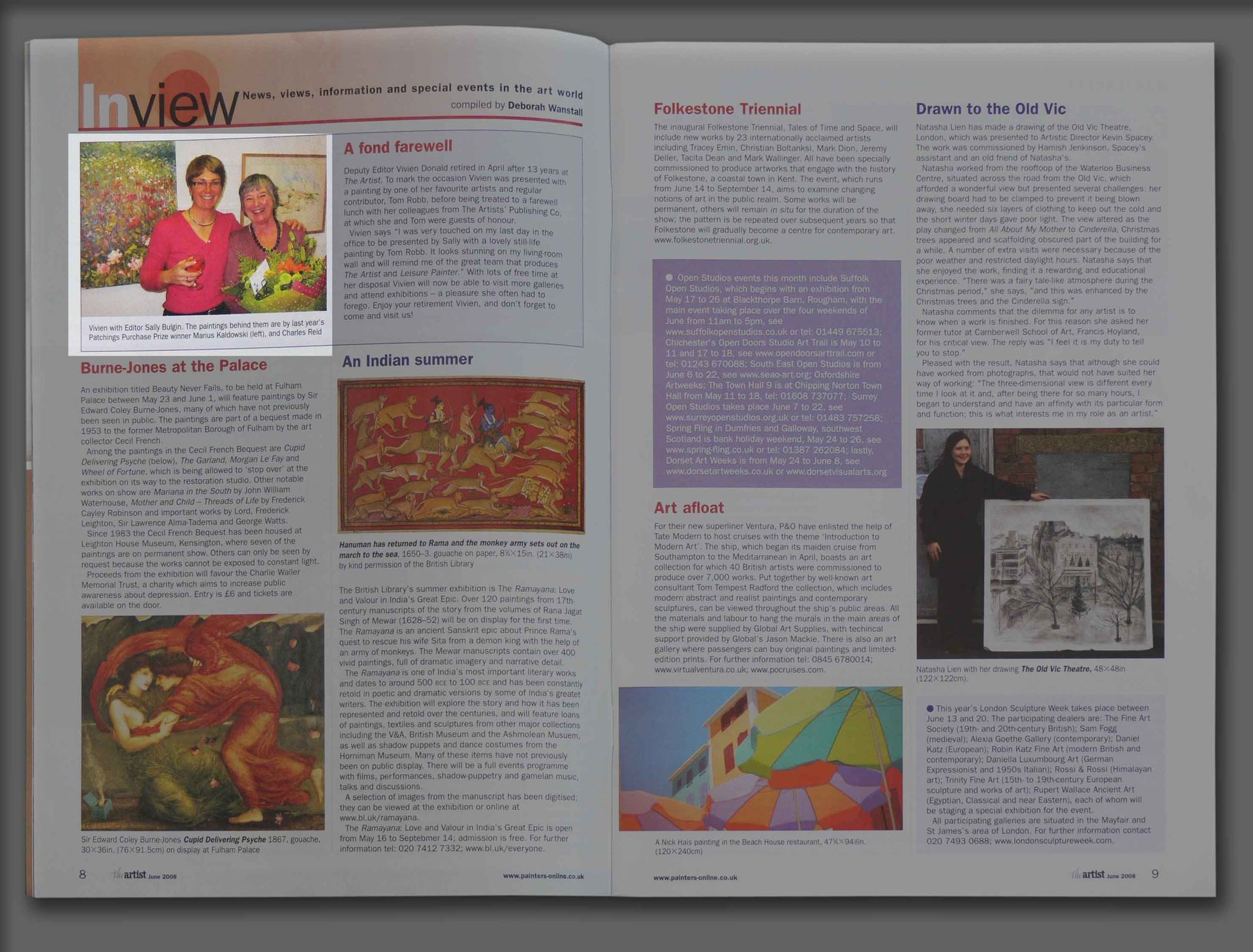 Article with information about Mariusz Kaldowski winning Purchase Prize in The Artist Magazine (2008)