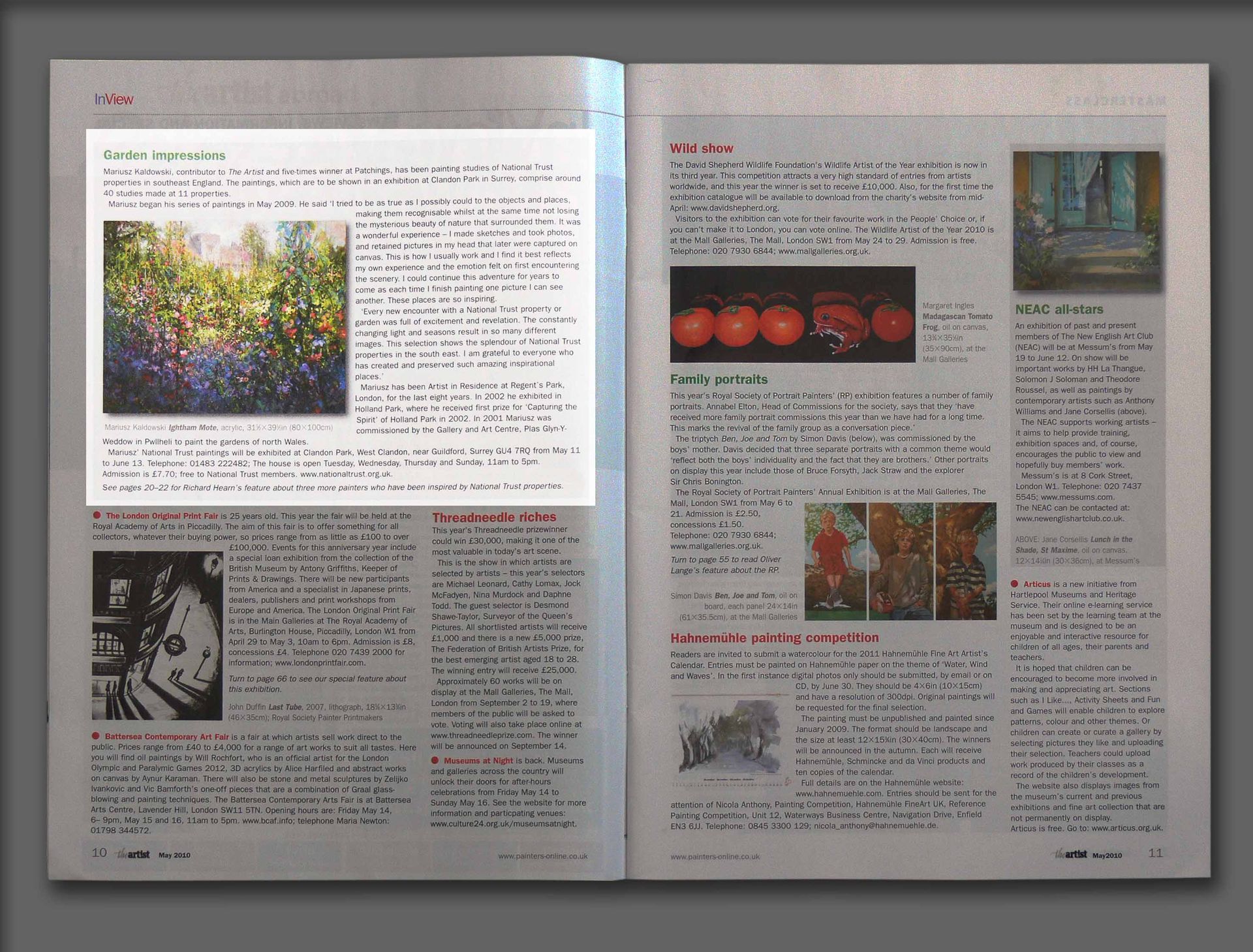 Press article in The Artist Magazine about Mariusz Kaldowski painting technique (2010)
