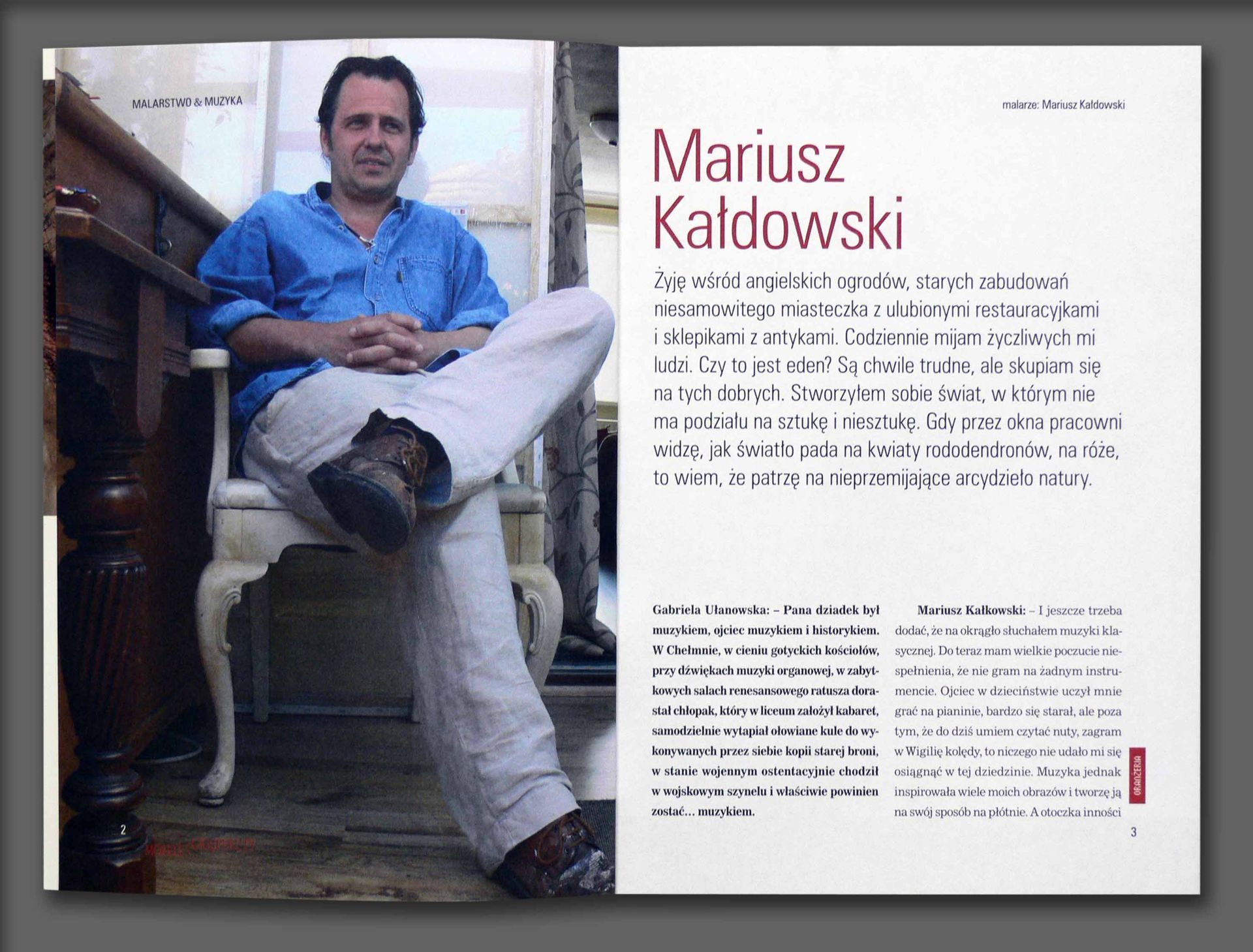 Press article in the Morele magazine about Mariusz Kaldowski Art (2012)