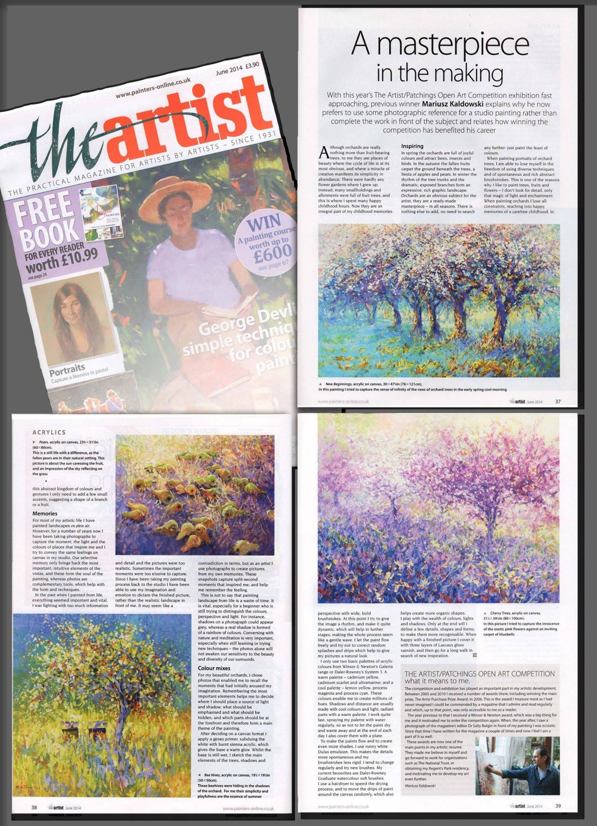 Press article about painting techniques of Mariusz Kaldowski in The Artist Magazine (2013)