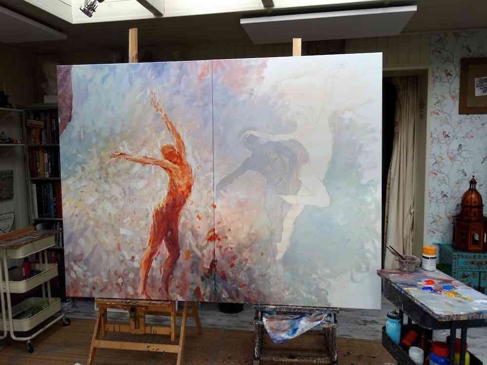 In the artist studio - panel from the Britten's Variations frieze by Mariusz Kaldowski, interpretation of music