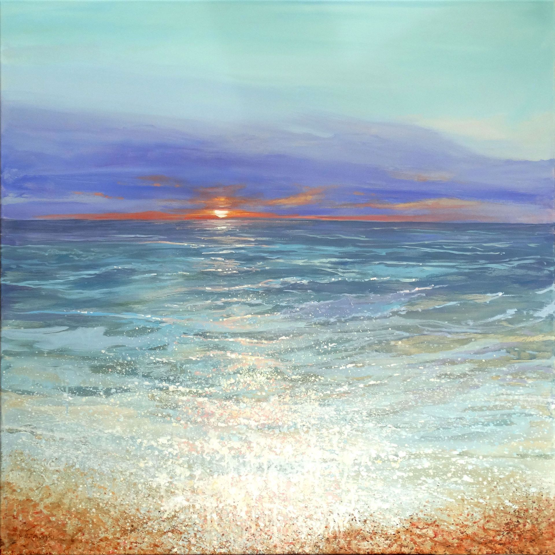 Painting by Mariusz Kaldowski – acrylic seascape artwork with wide horizon and open sea