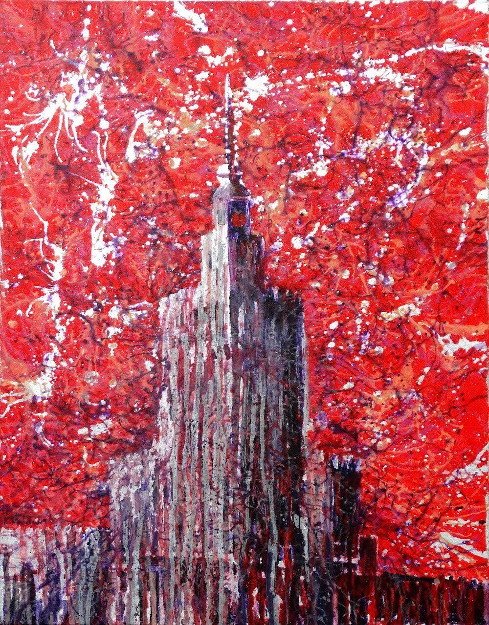 Expressionistic painting by Kasia Kaldowski  of Palace of Science and Culture in Warsaw