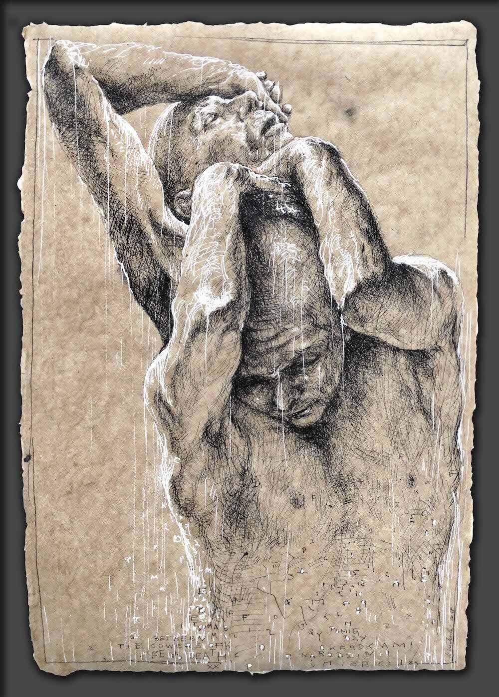 Figure drawing study of a male model by Mariusz Kaldowski