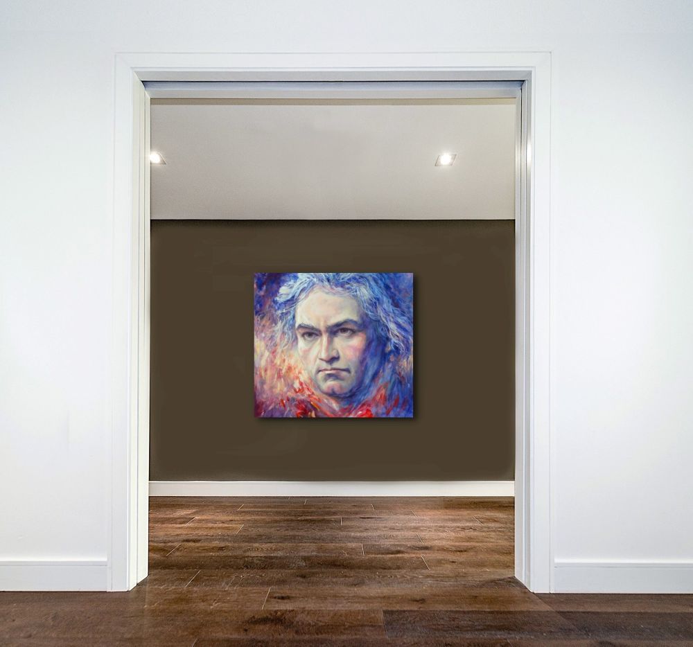 potrait of Ludvig van Beethoven in exhibition space