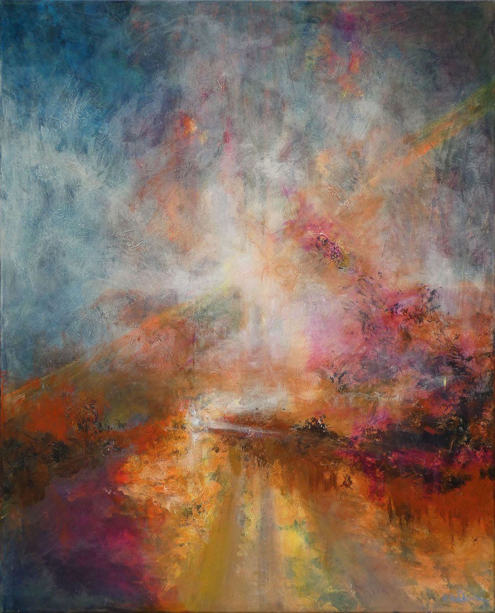 Abstract Turner-esque landscape painting “Sky High” by Kasia Kaldowski — acrylic on canvas, 100 × 80 cm