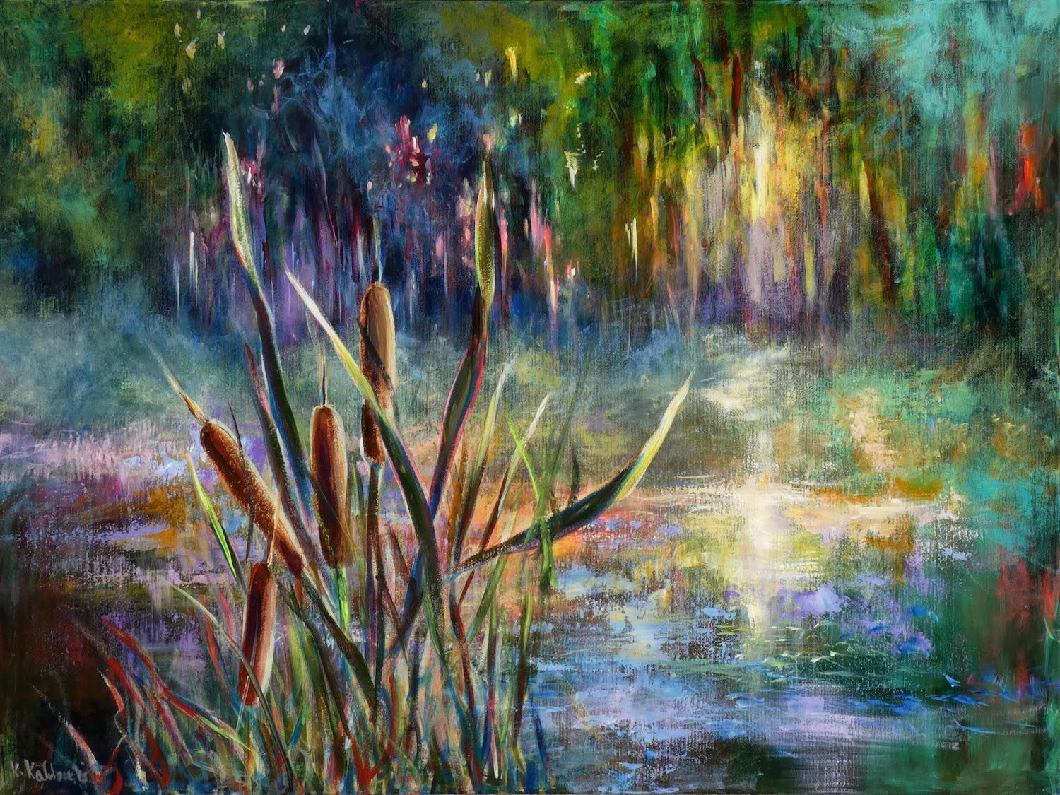 Bulrush painting 
acrylic on canvas 60 x 80cm