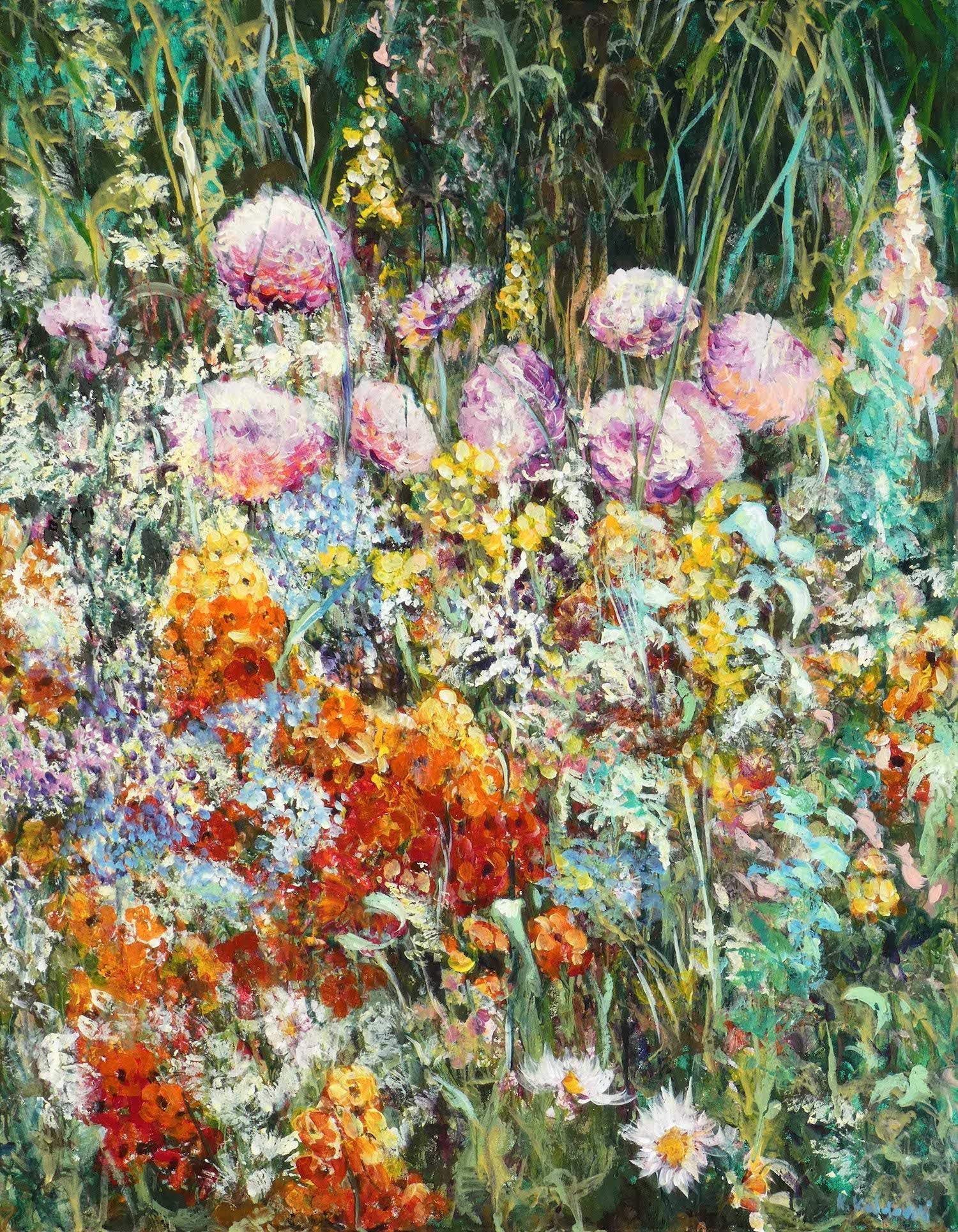 In The Garden
with orange and yellow phloxes
acrylic on canvas 90 x 70cm
