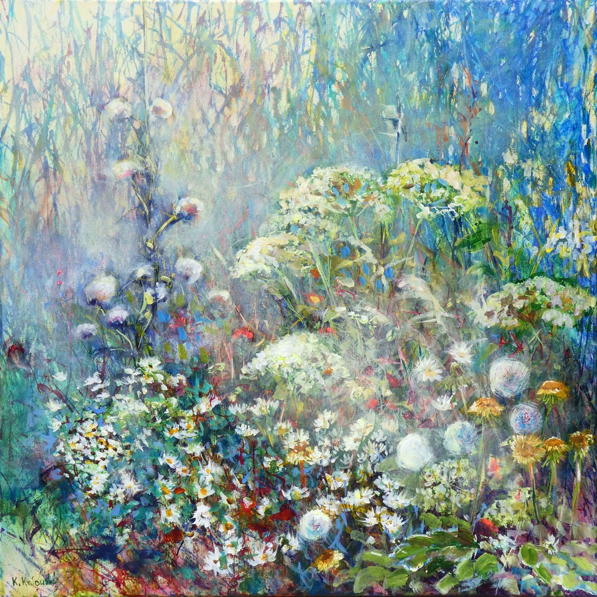 Meadow Reclaimed painting of wild flowers
acrylic on canvas 70 x 70cm