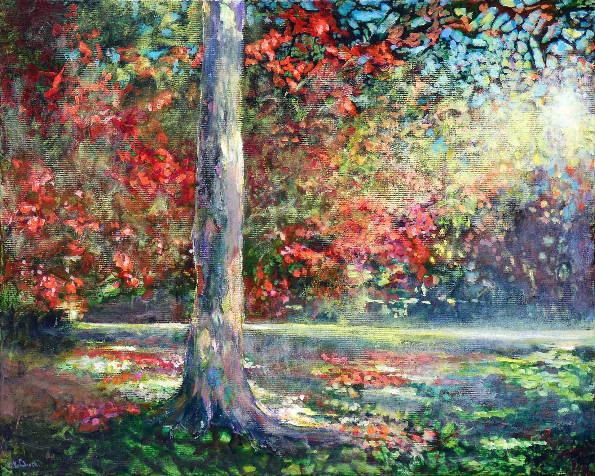 Apres-midi painting of a autumn trees in a park,
acrylic on canvas 80 x 100cm