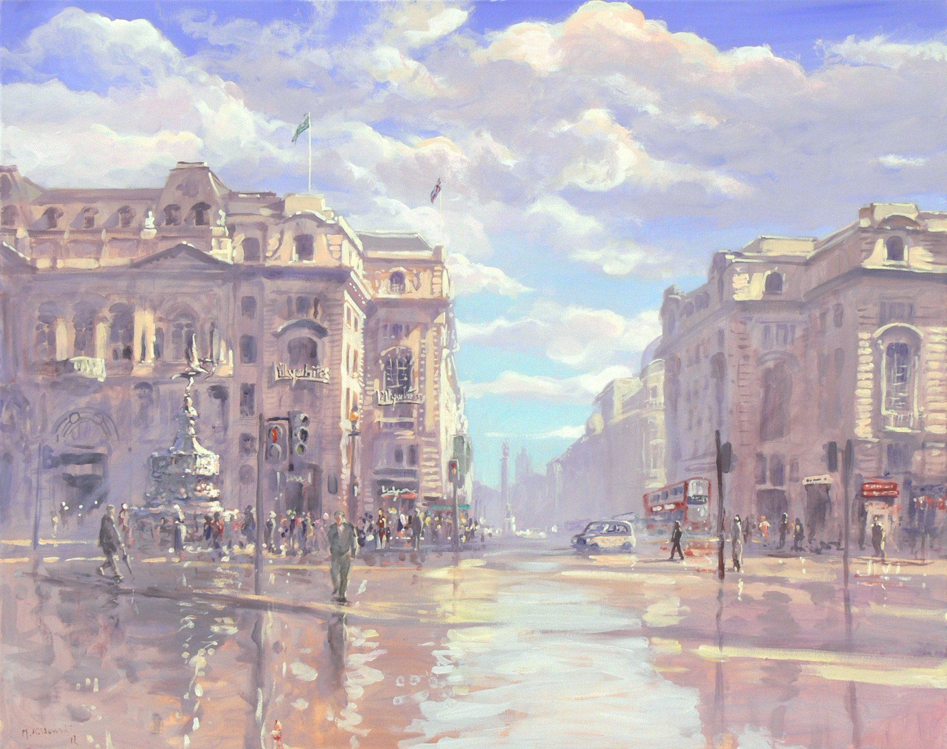 Piccadilly Circus — iconic London junction painted by Mariusz Kaldowski.