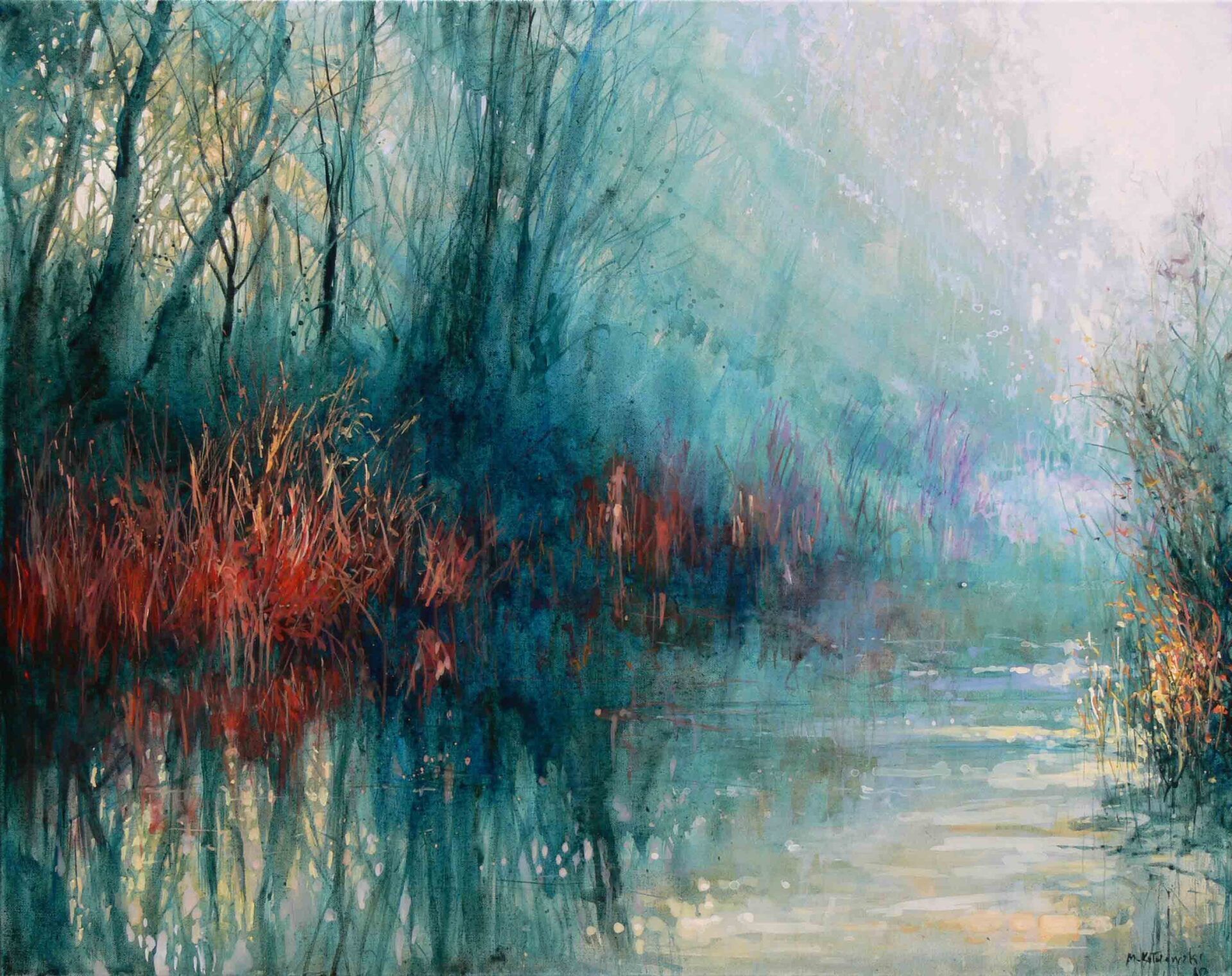 Regent’s Park landscape painting No. 1 by Mariusz Kaldowski — acrylic on canvas, Regent's Park canal