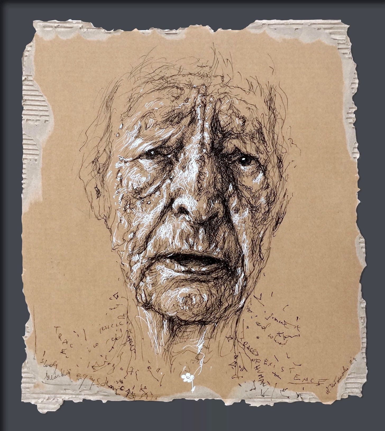 Portrait drawing of an older woman by Mariusz Kaldowski
