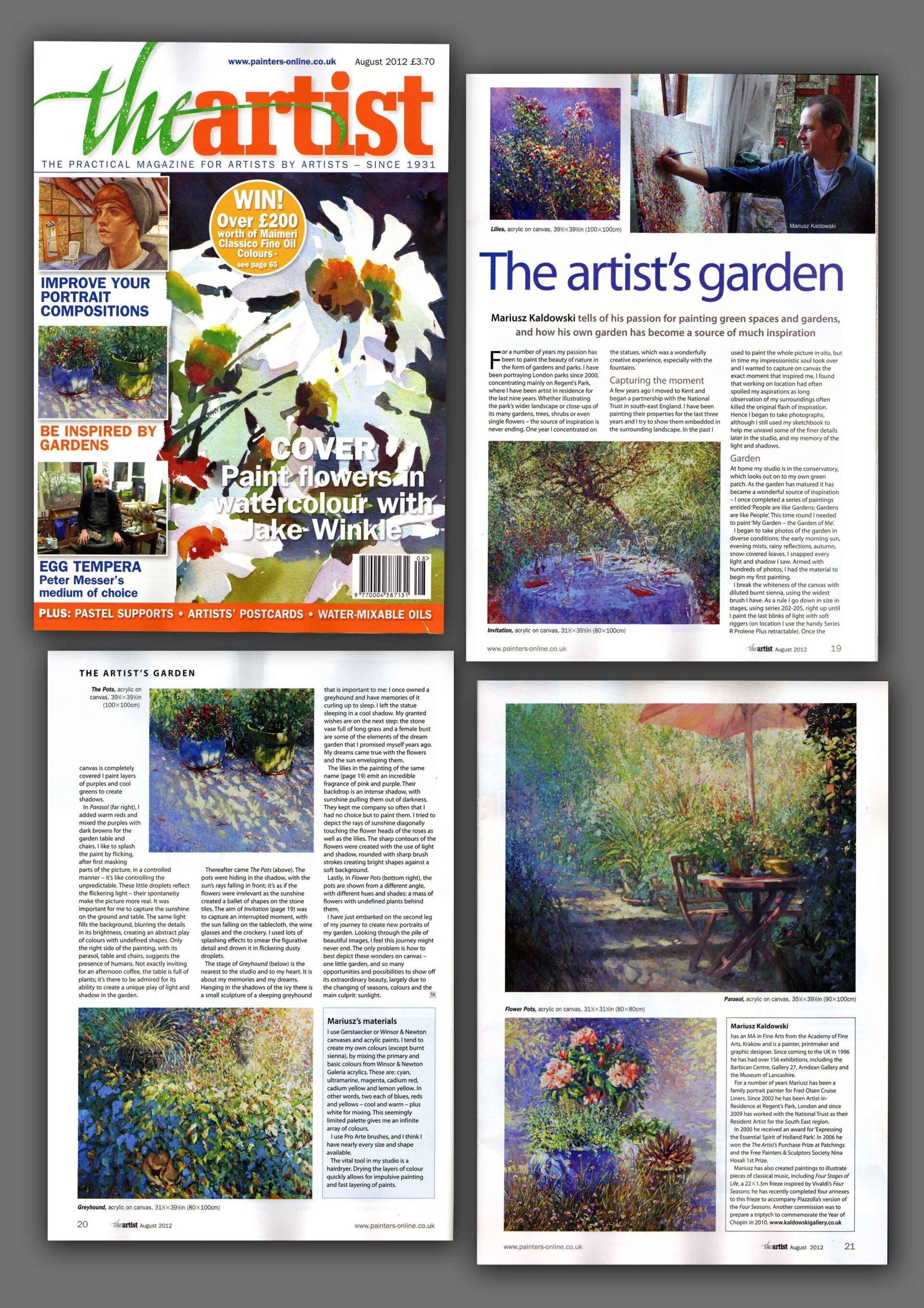 Press article in The Artist Magazine about Mariusz Kaldowski art (2012)