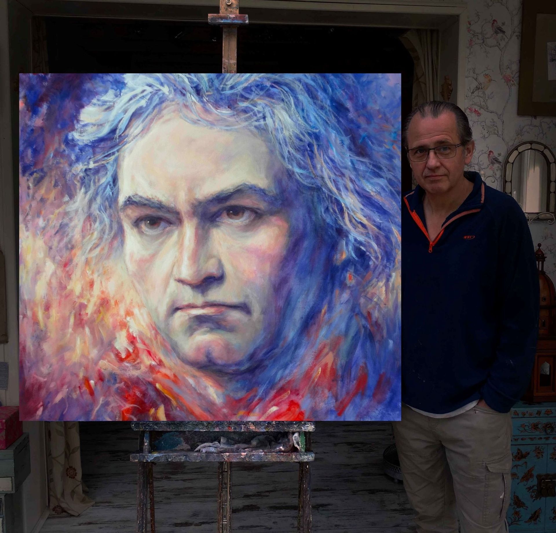 potrait of Ludvig van Beethoven with the artist