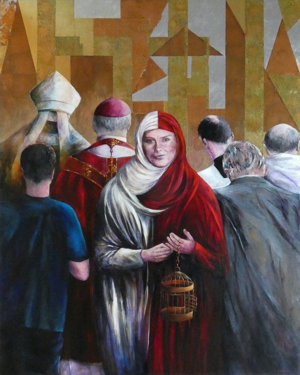 Byzantium & Margarita by Kasia Kaldowski — woman against authority, with golden cage, women's rights through painting.