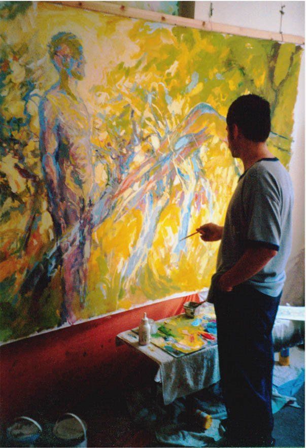 Mariusz Kaldowski painting frieze to Vivaldi's Four Seasons