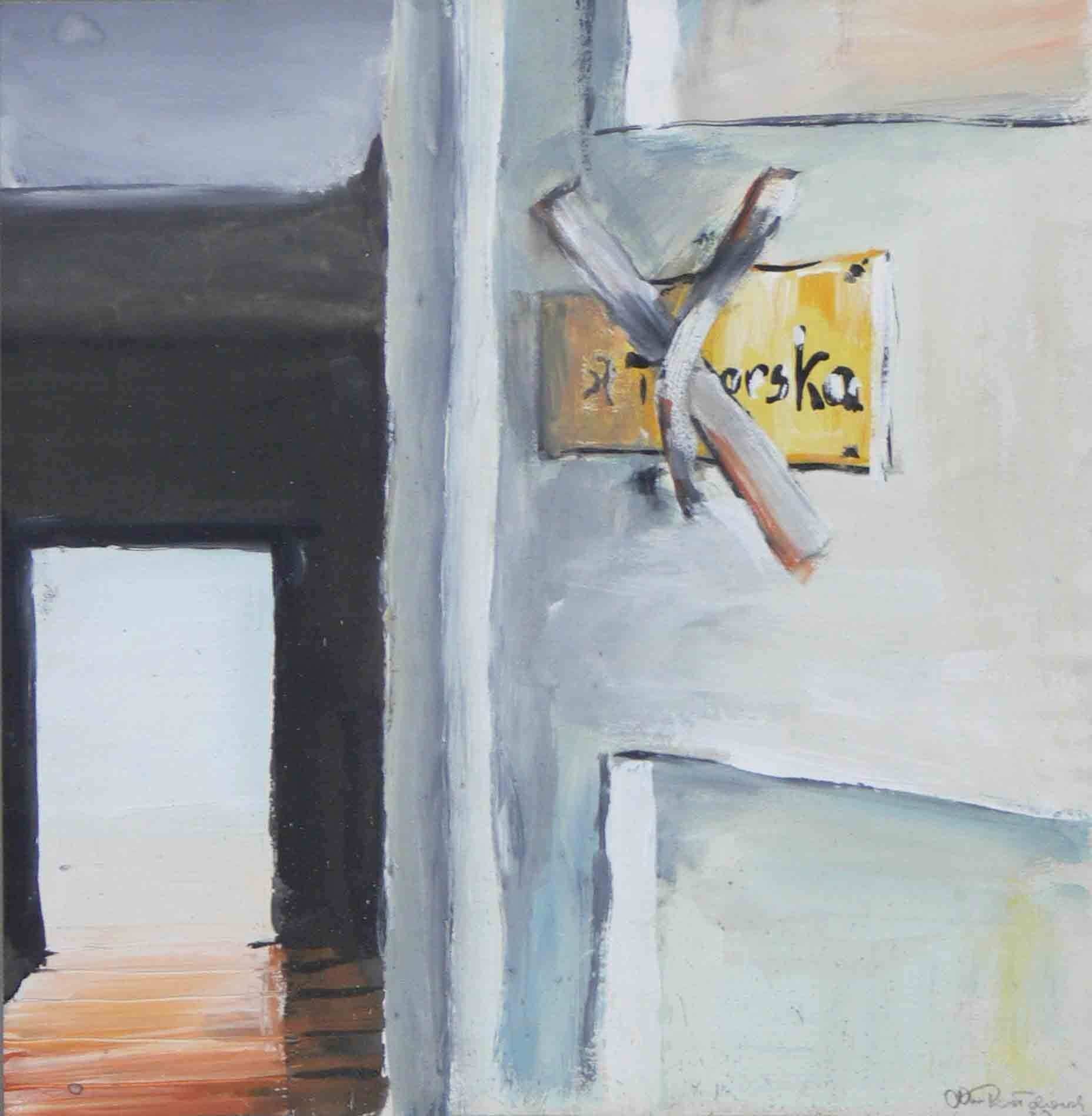 Painting of a white door by Mariusz Kaldowski