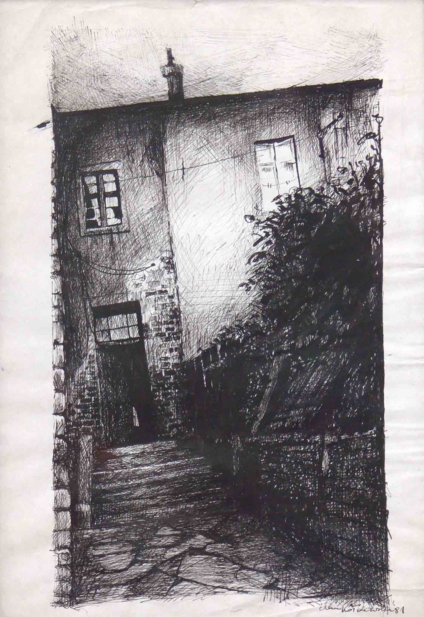 Figurative archive cityscape drawing by Mariusz Kaldowski