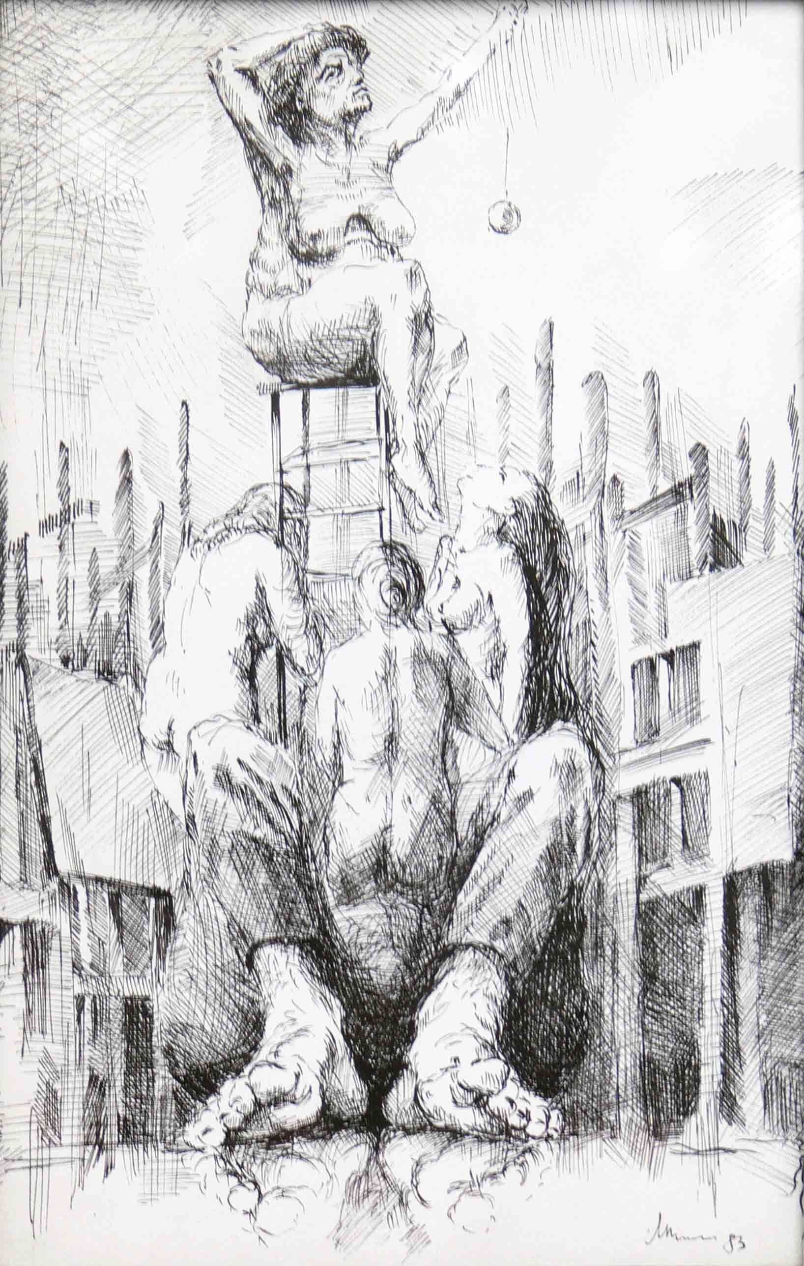 Figurative archive expressionist sketch of art models by Mariusz Kaldowski