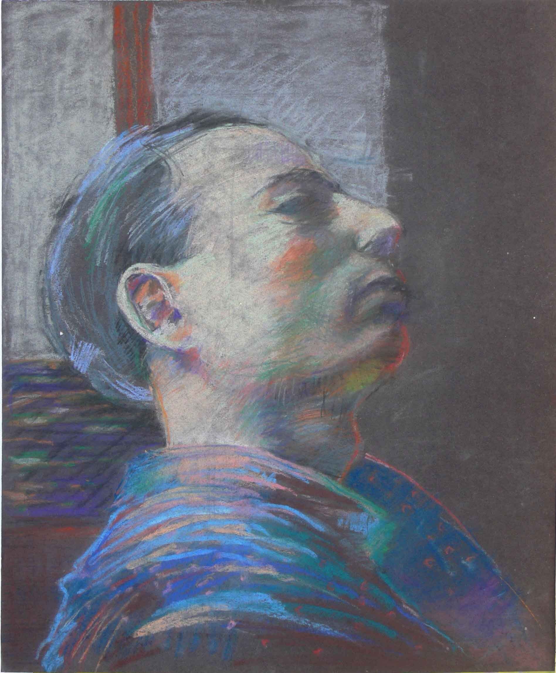 Oil painting of a male against a window by Mariusz Kaldowski