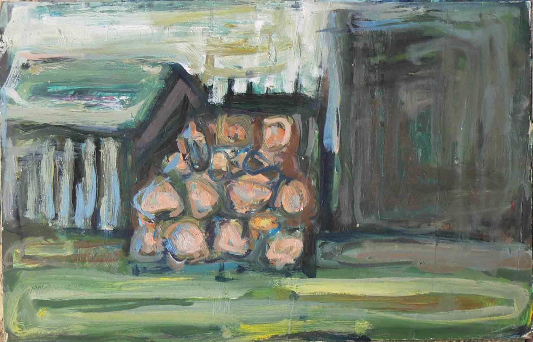 Abstract archive symbolic sketch of a back yard by Mariusz Kaldowski