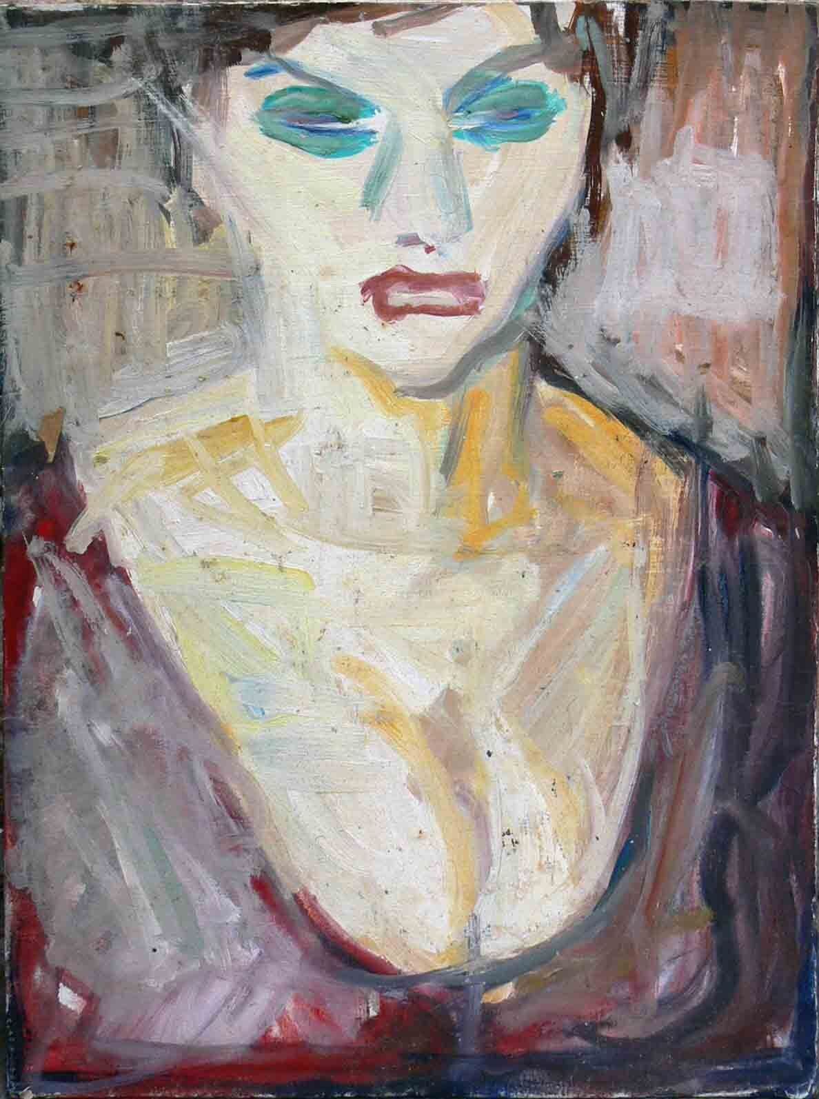 Archive painting of a woman with low decoltage by Mariusz Kaldowski