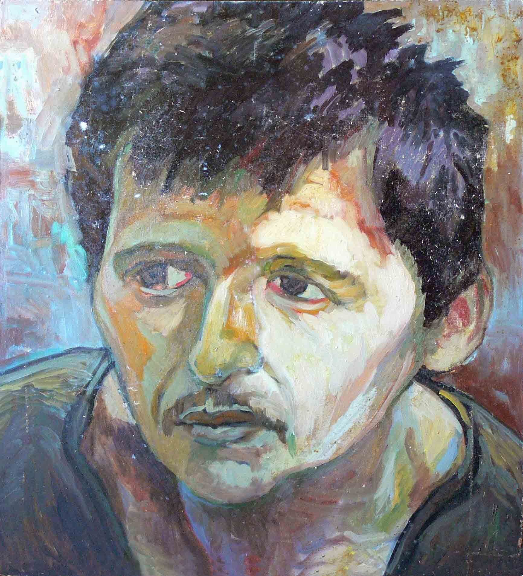 Old oil painting of a young man by Mariusz Kaldowski