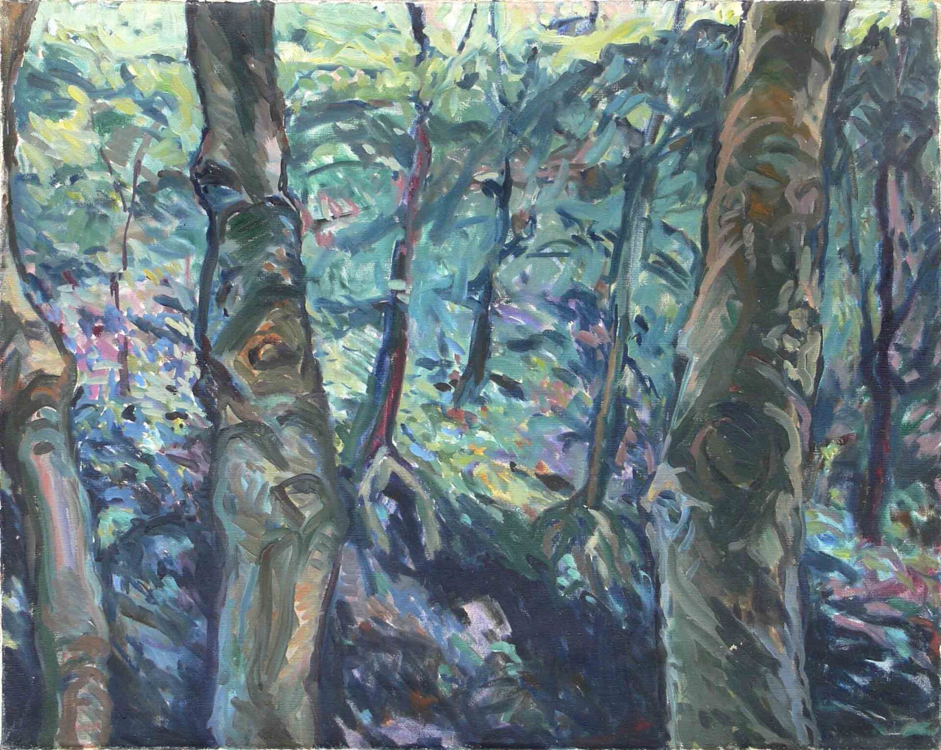 Figurative plein-air archive painting of trees by Mariusz Kaldowski