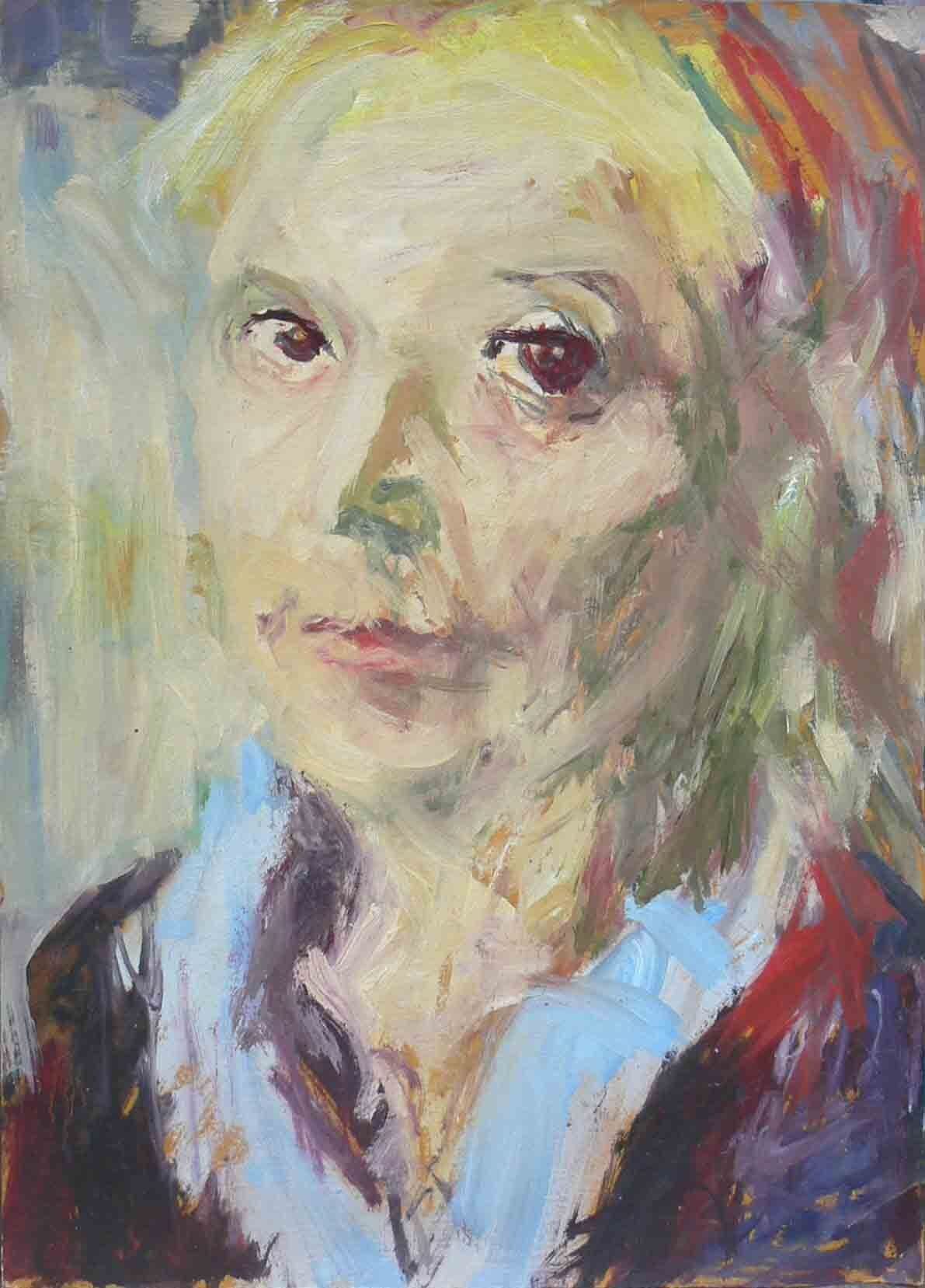 Archive painting of a blonde girl by Mariusz Kaldowski