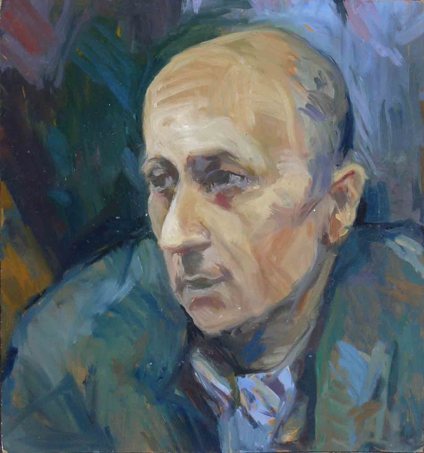 early oil study of a balding male by Mariusz Kaldowski