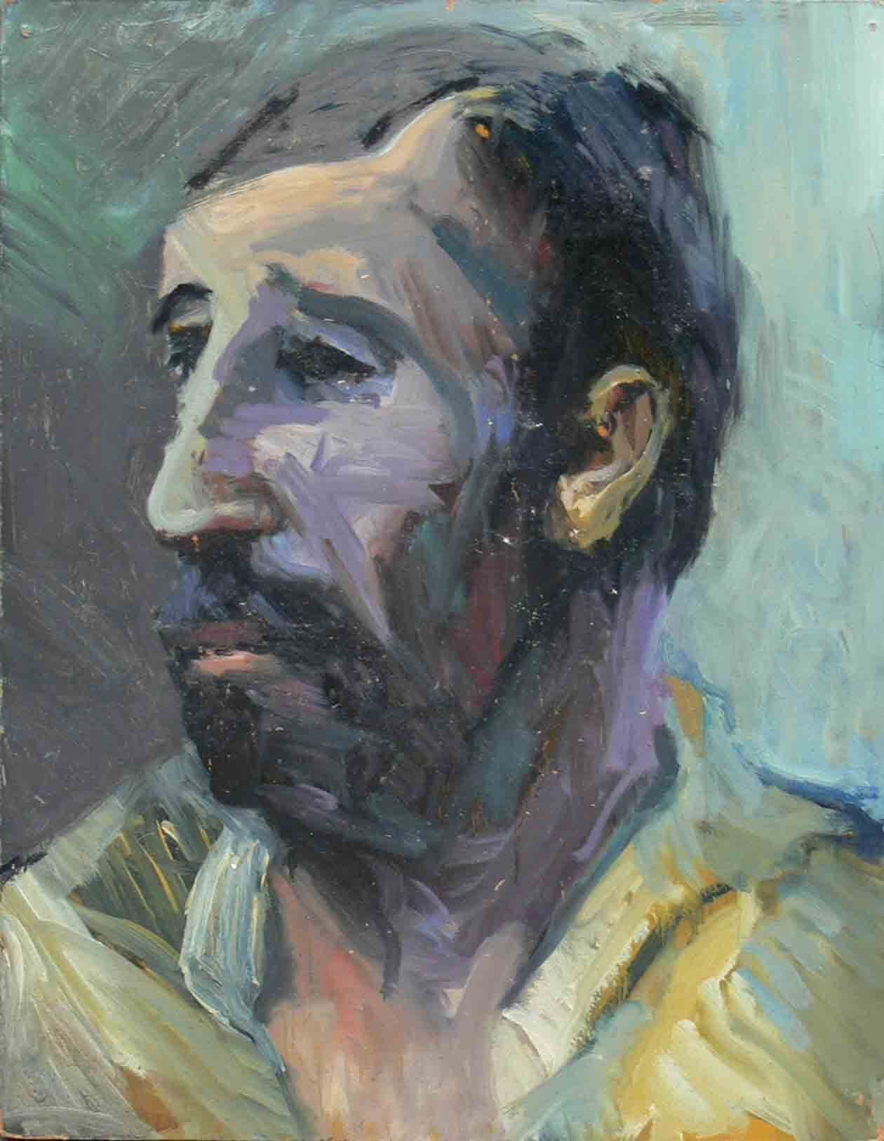 Male with beard and moustache in yellow shirt by Mariusz Kaldowski, from his archives
