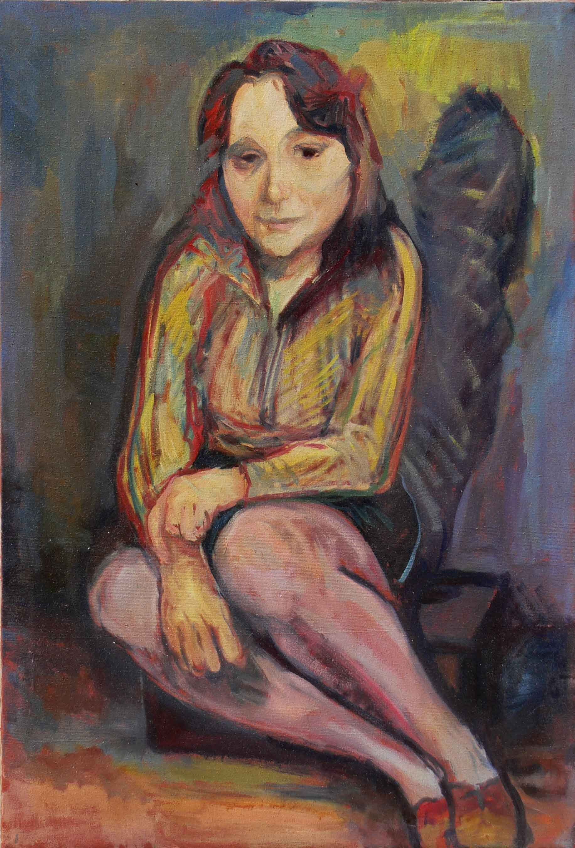 Archive painting of a young girl in pink tights by Mariusz Kaldowski