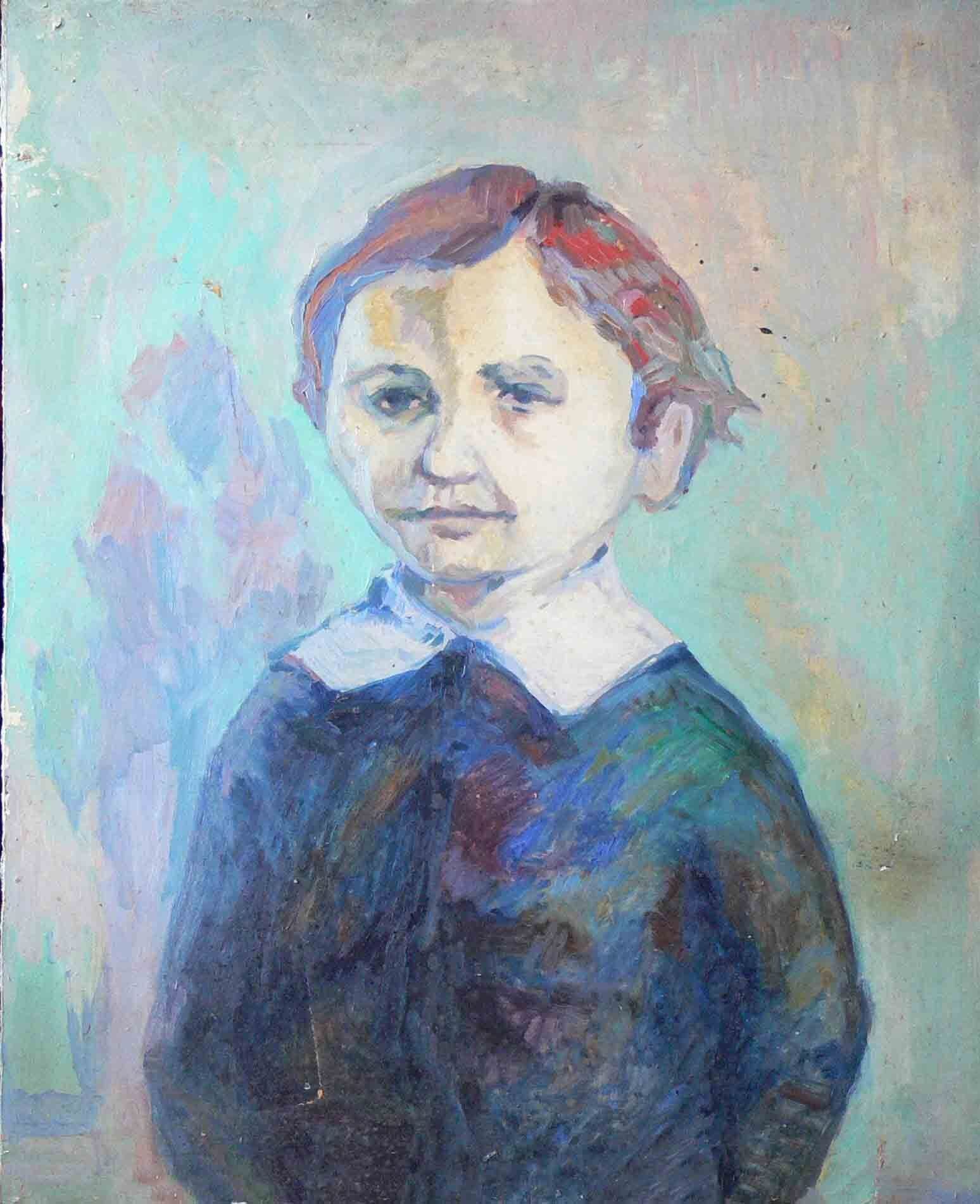 Archive figurative symbolic painting of a scool-girl by Mariusz Kaldowski