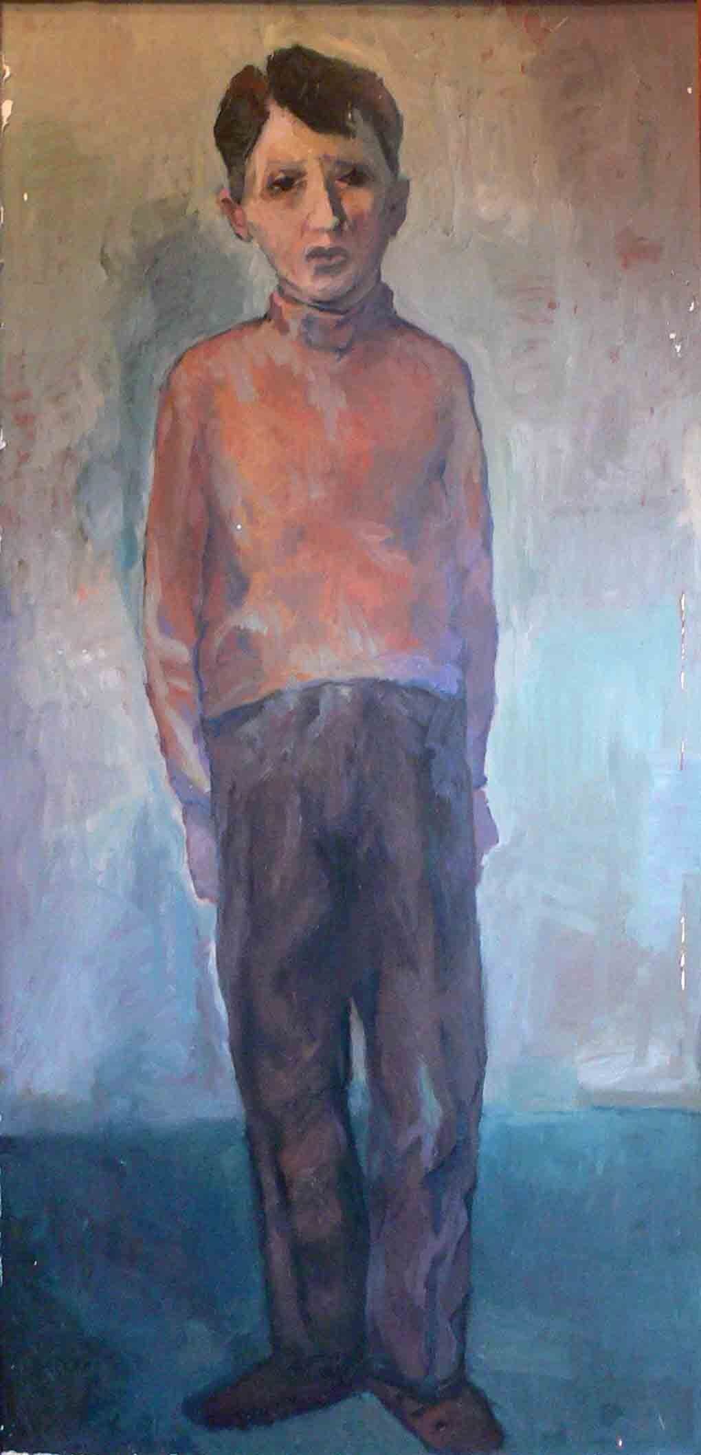 Oil painting of a young boy by Mariusz Kaldowski