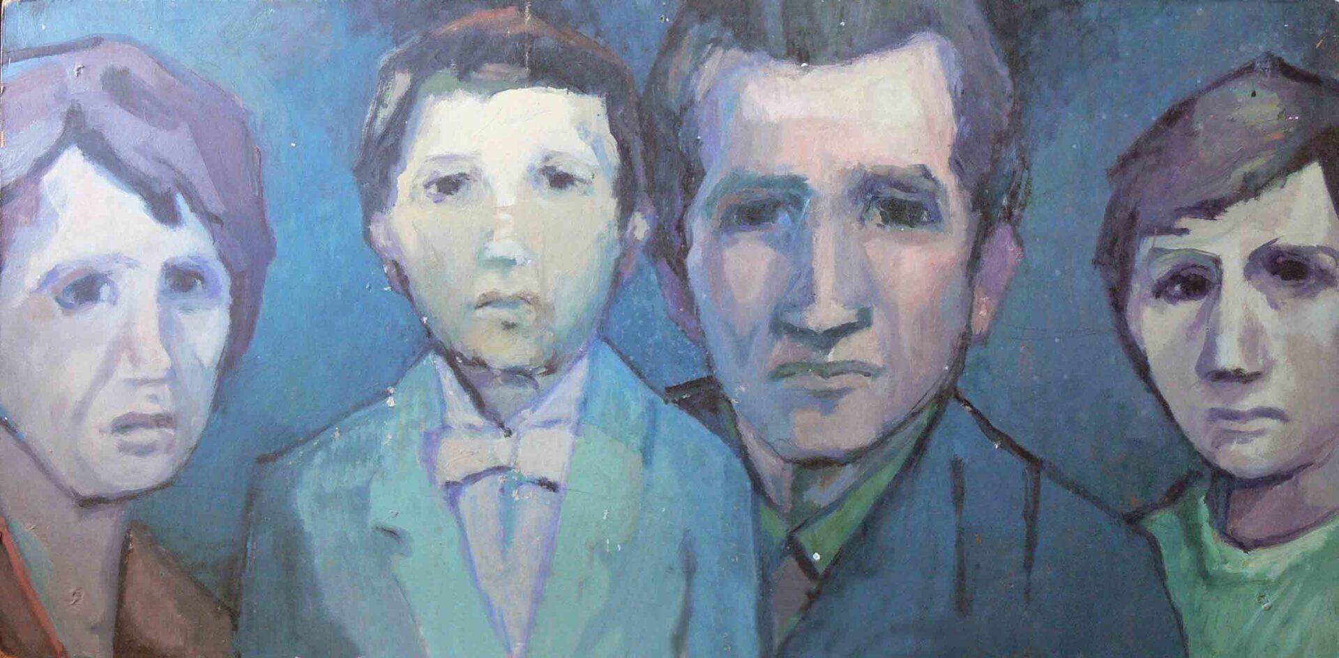 Symbolic acrylic archive work of a boy and father by Mariusz Kaldowski