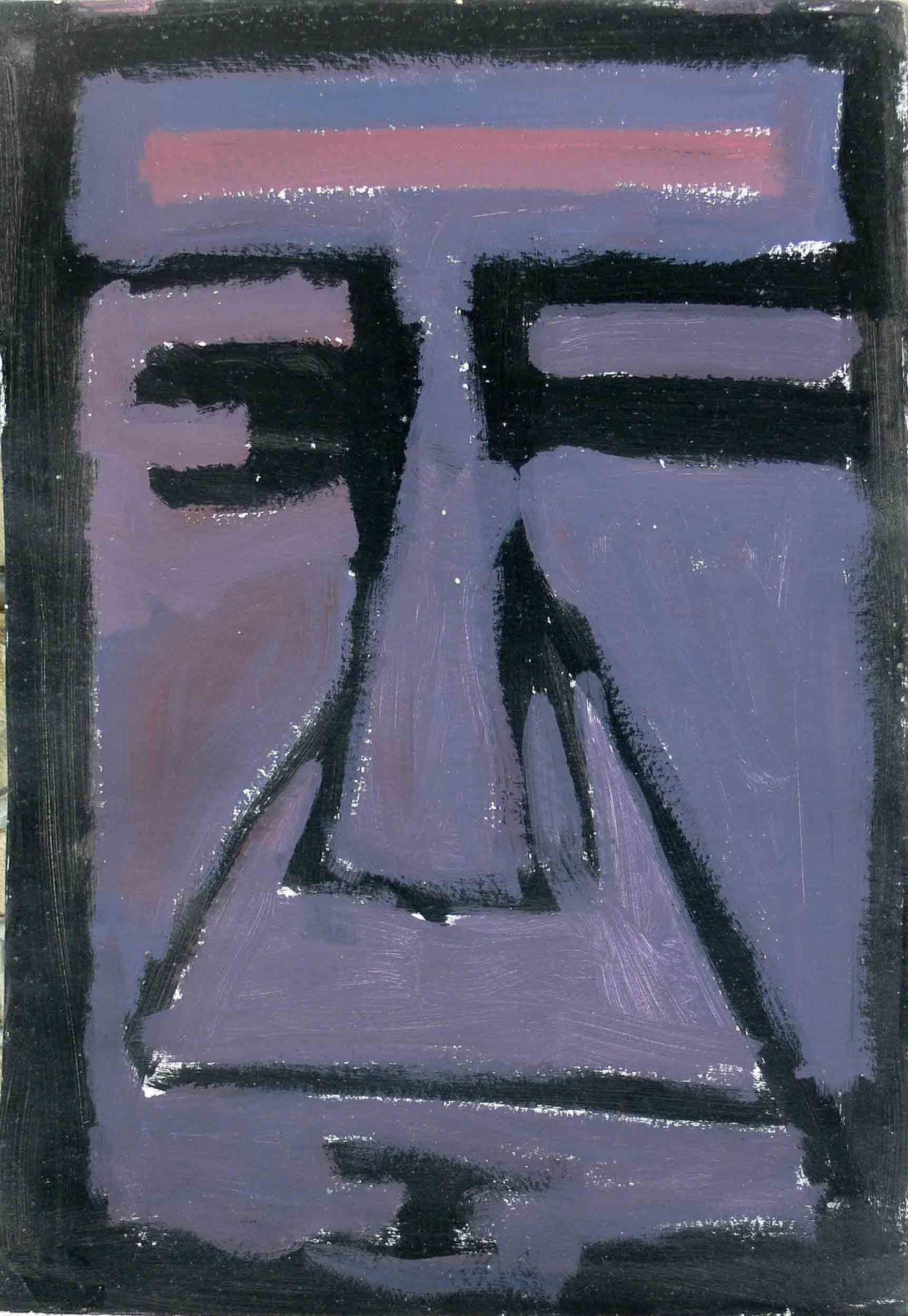 Experimental archival painting of a mask by Mariusz Kaldowski