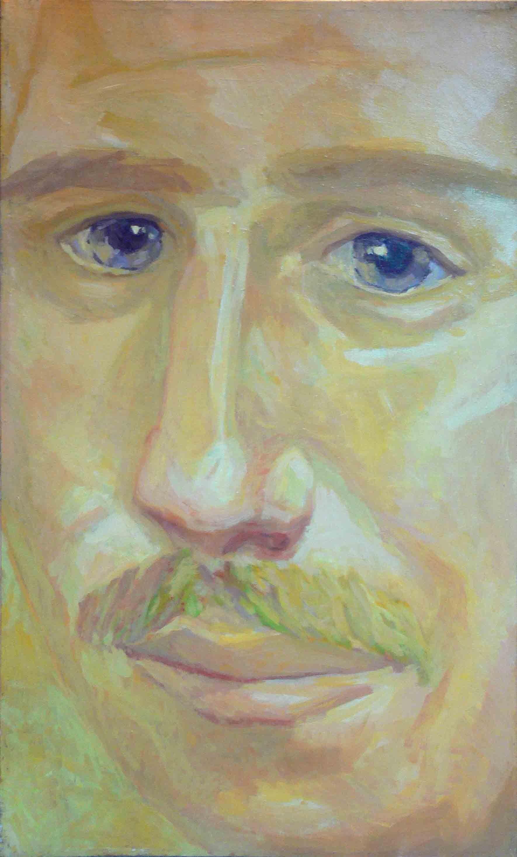 Male face with ginger moustache painting from Mariusz Kaldowski archive.