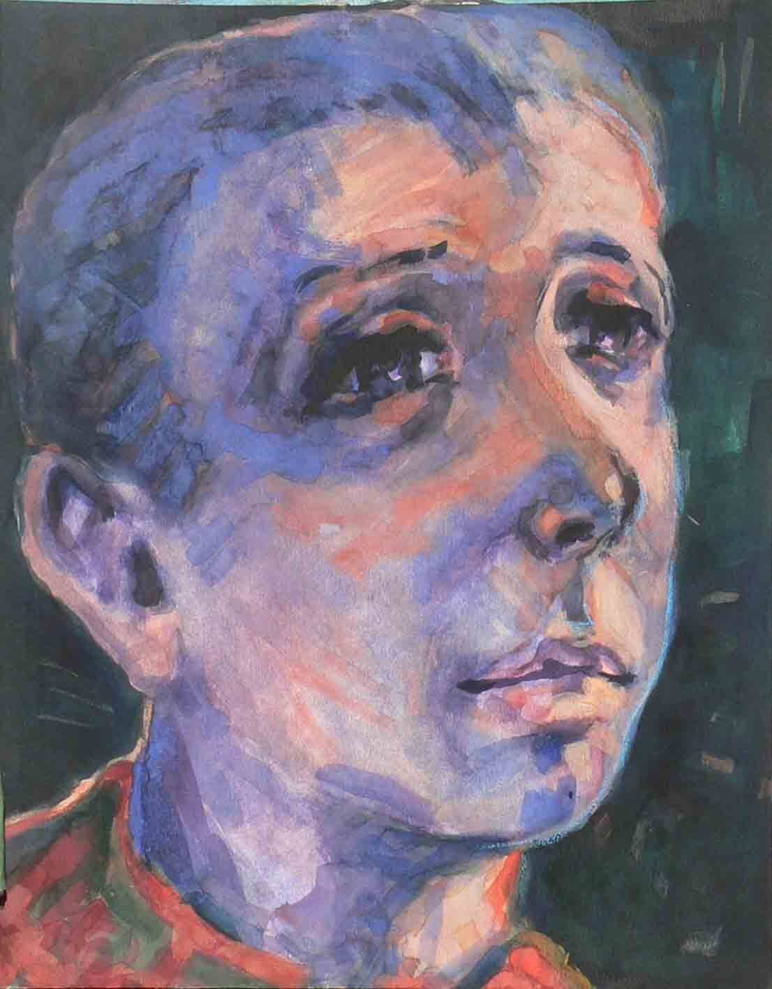 Symbolic archive acrylic of a boy by Mariusz Kaldowski