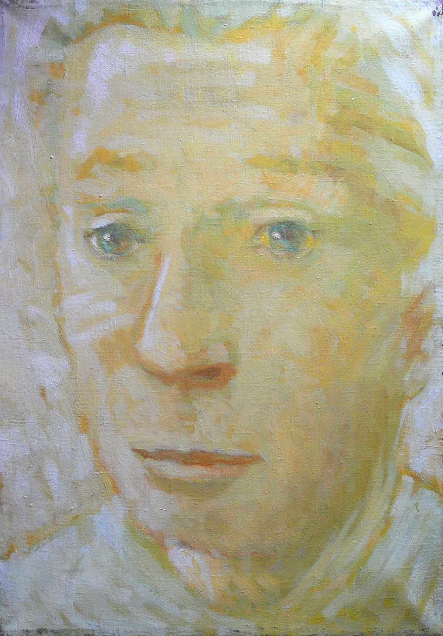 Painting of a male face in action by Mariusz Kaldowski