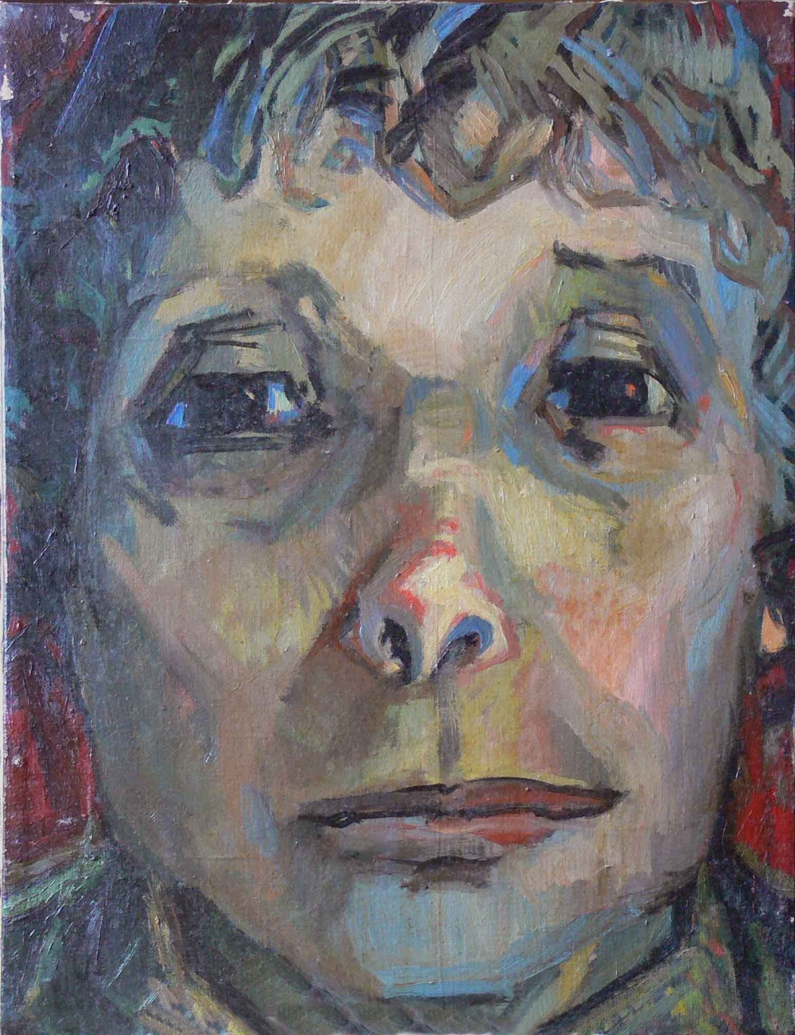 Early painting of a face by Mariusz Kaldowski