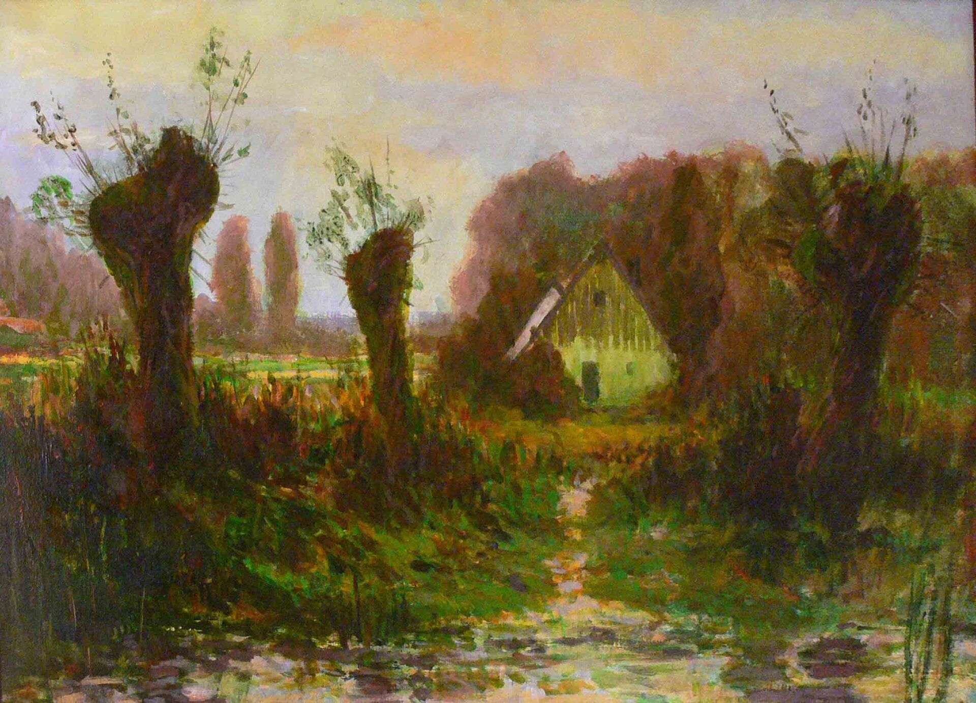 Plein-air landscape with willows by Mariusz Kaldowski