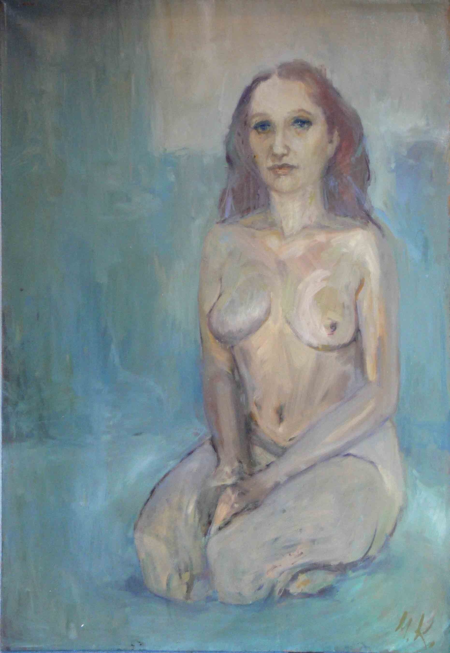 Acrylic nude figure study by Mariusz Kaldowski