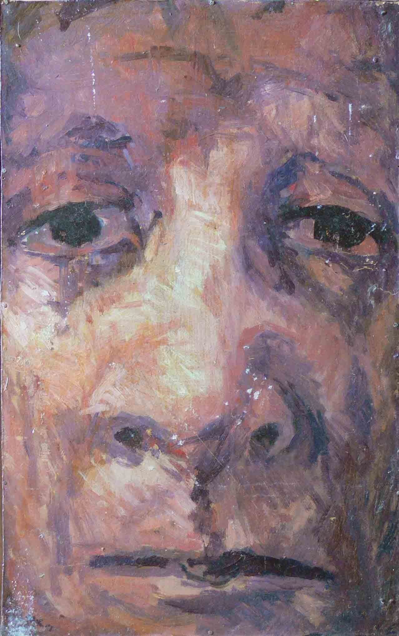 male face portrait in browns and puples by Mariusz Kaldowski