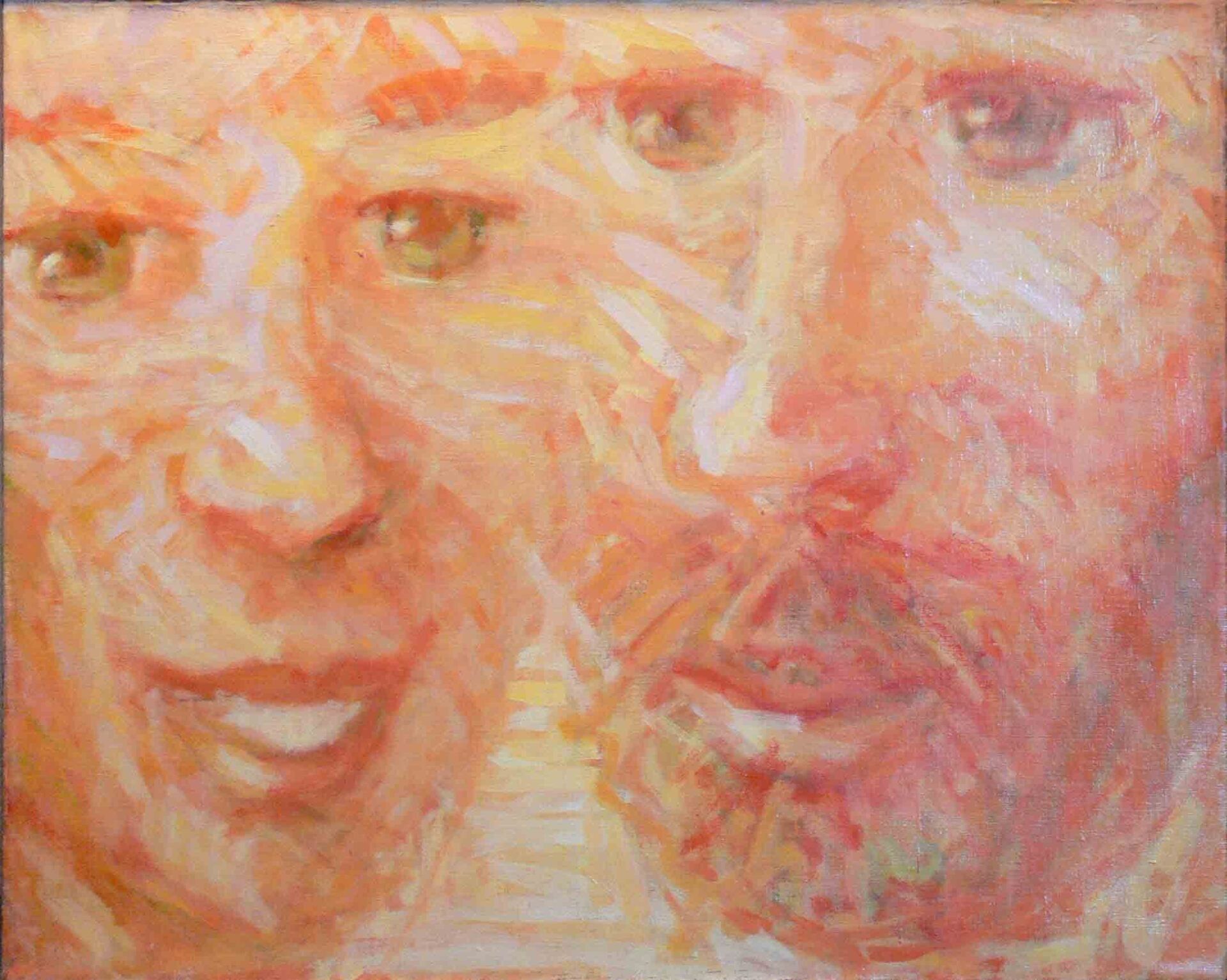 Two male faces in acrylic by Mariusz Kaldowski